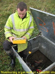 Monitoring a gas well at a landfill site.